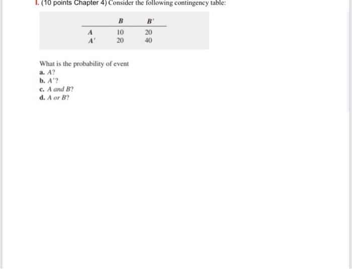 Solved I. (10 points Chapter 4 ) Consider the following | Chegg.com