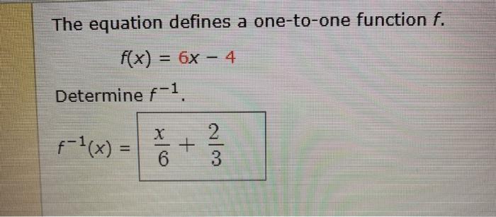 Solved The equation defines a one-to-one function f. f(x) = | Chegg.com