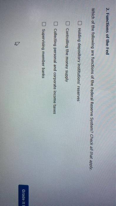 Solved 2 Functions Of The Fed Which Of The Following Are Chegg
