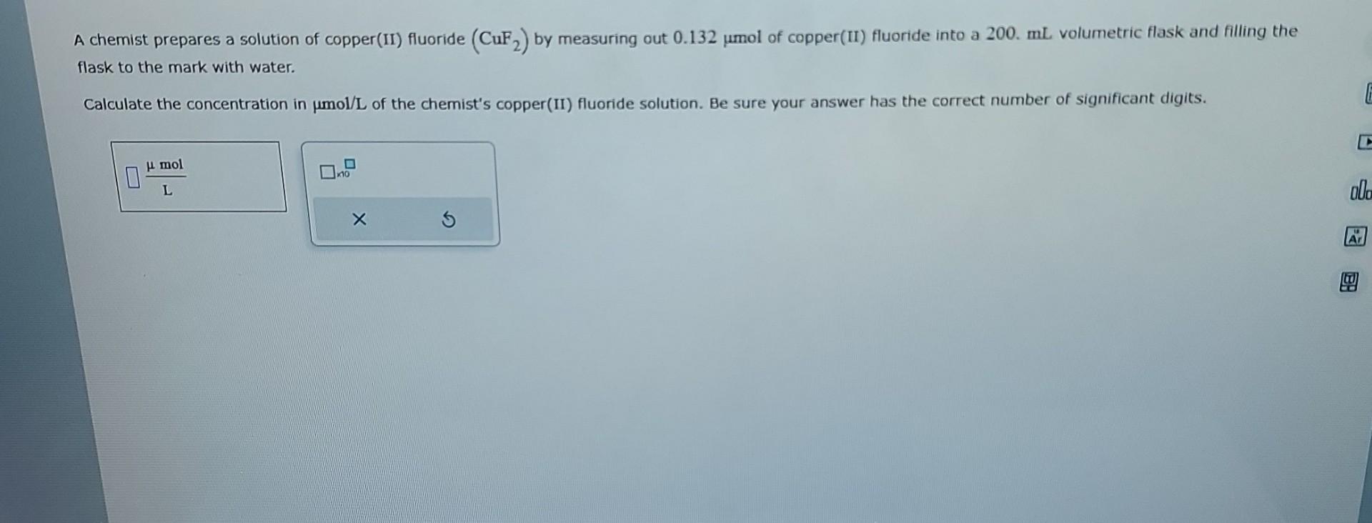 Solved A chemist prepares a solution of copper(II) fluoride