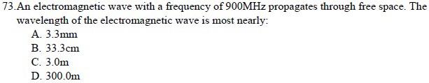 Solved 73. An Electromagnetic Wave With A Frequency Of | Chegg.com