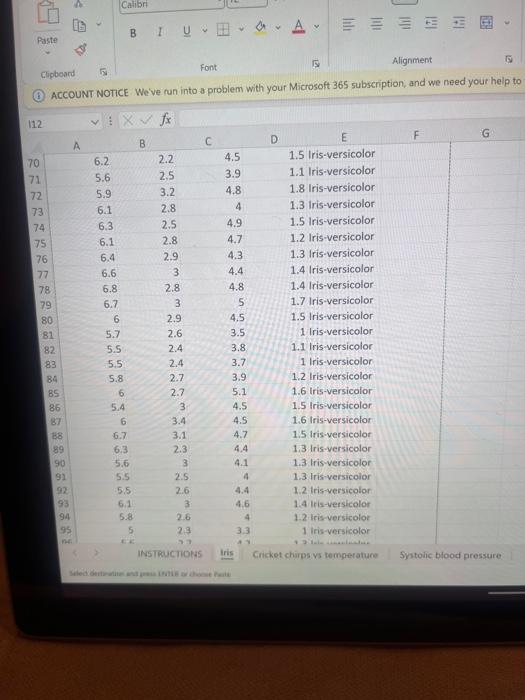 Solved The famous iris dataset (the first sheet of the | Chegg.com