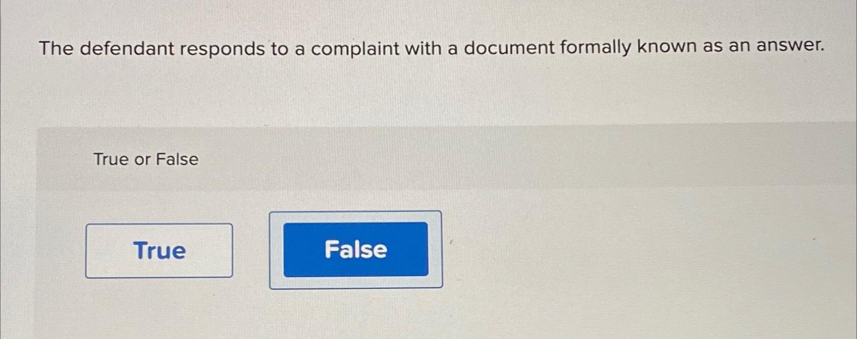 Solved The defendant responds to a complaint with a document | Chegg.com