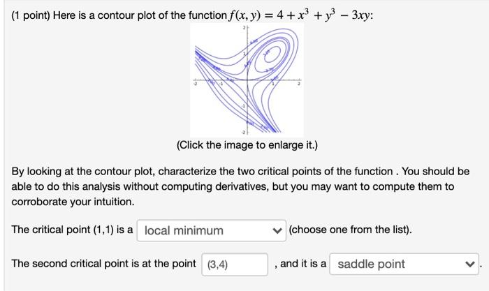Solved (1 point) Here is a contour plot of the function f(x, | Chegg.com