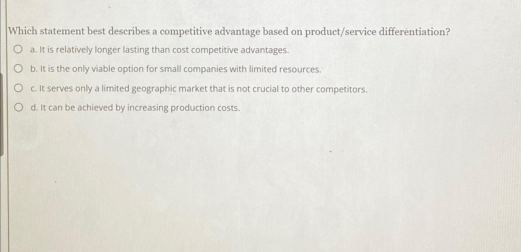 Solved Which statement best describes a competitive | Chegg.com