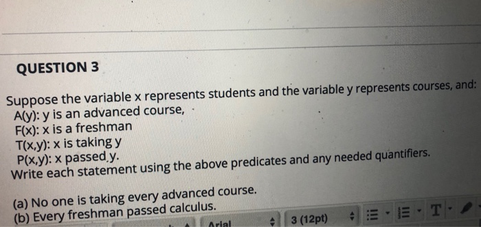 Solved QUESTION 3 Suppose the variable x represents students | Chegg.com