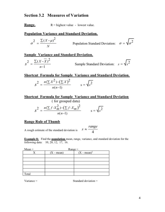 averages and range: increase, decrease, same? –... Solved Section 3.2 Measures of Variation Range R=highest | Chegg.com