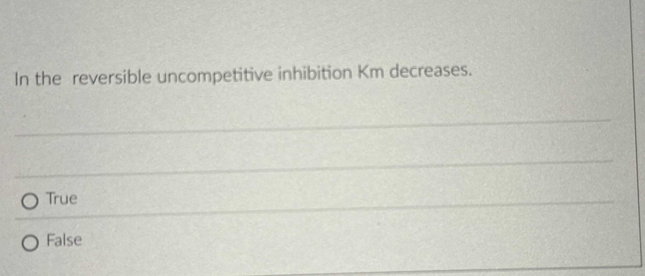 Solved In the reversible inhibition Km