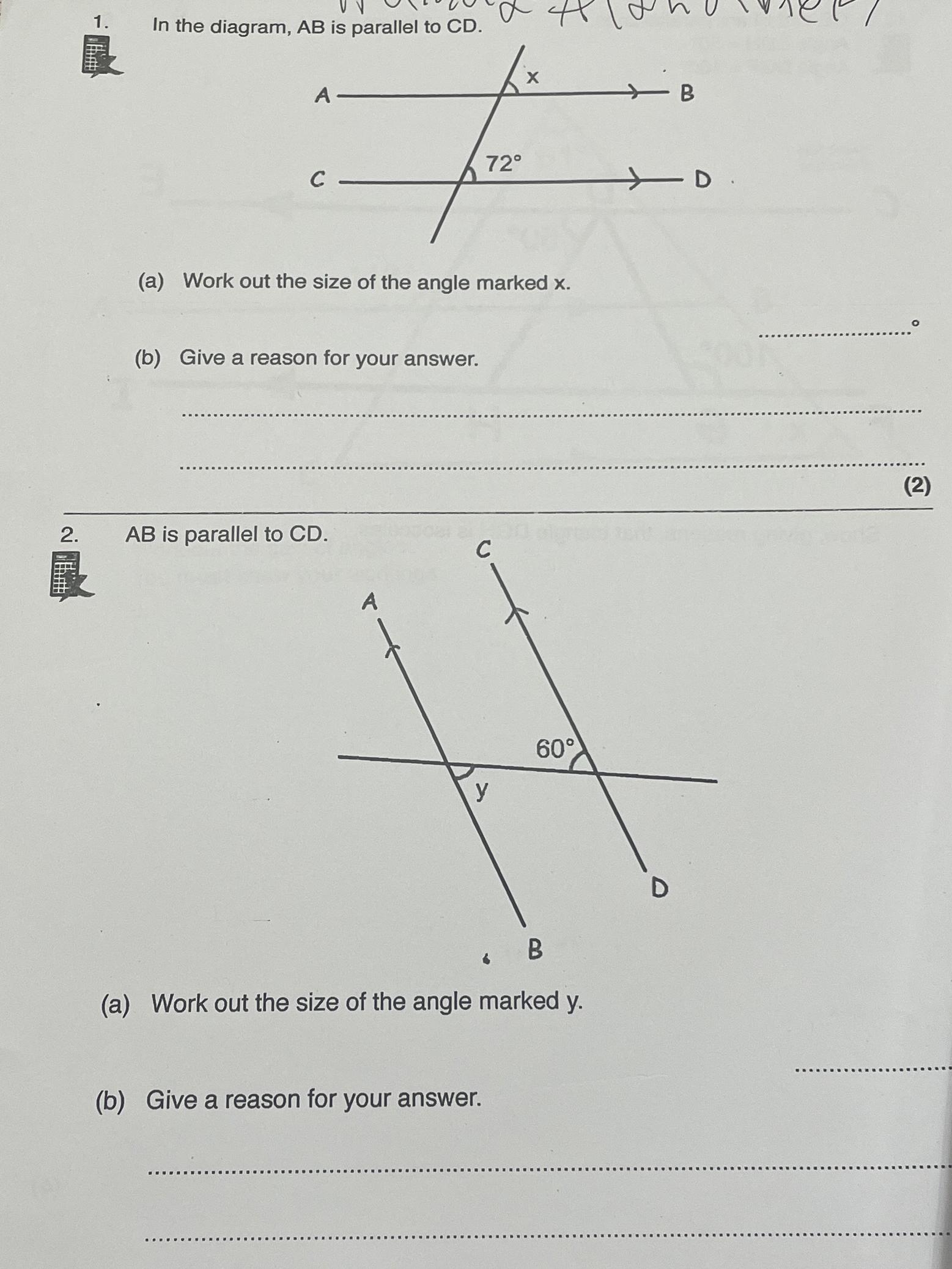 Solved In The Diagram, AB ﻿is Parallel To CD.(a) ﻿Work Out | Chegg.com