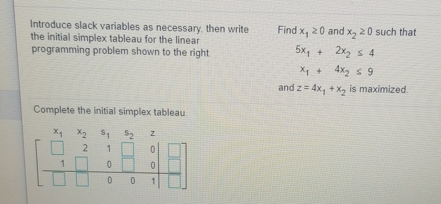 Solved Introduce slack variables as necessary, then write | Chegg.com