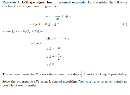 Exercise 1. L-Shape algorithm on ﻿a small example. | Chegg.com