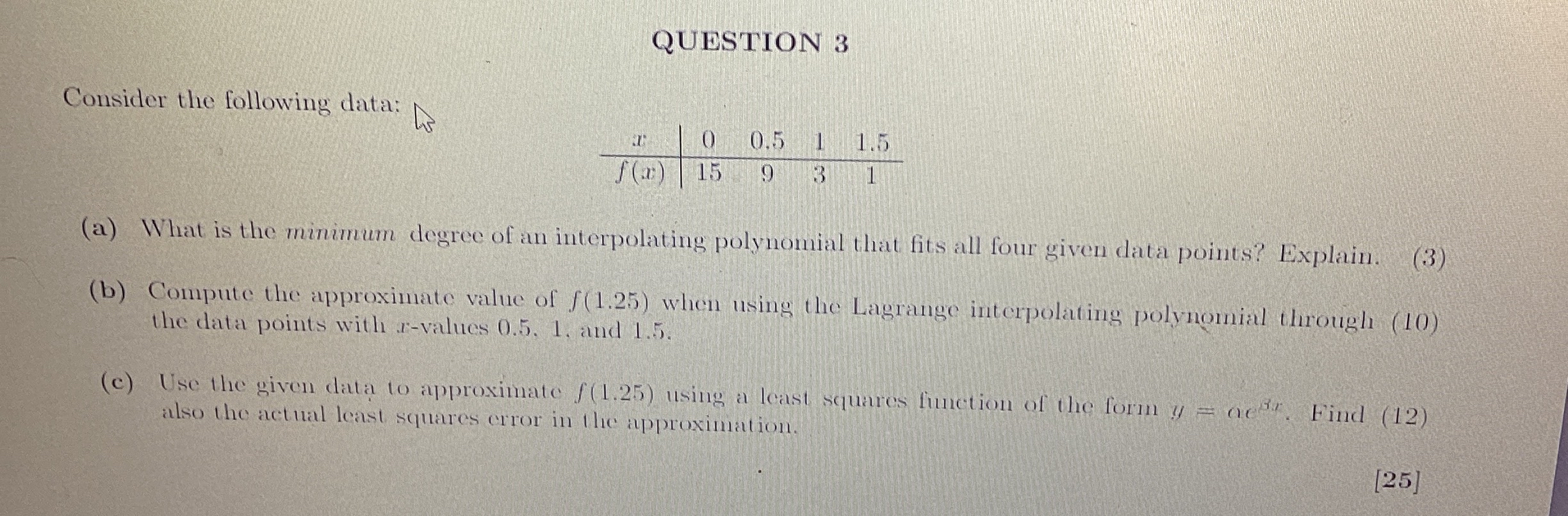 Solved QUESTION 3Consider the following | Chegg.com