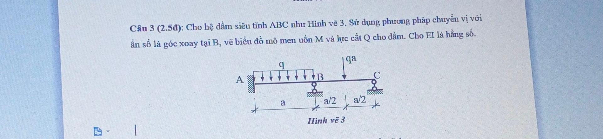 [Solved]: For The Superstatic Beam System ABC As