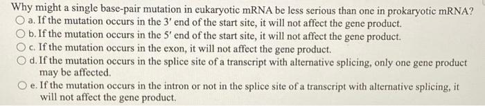 Solved Why might a single base-pair mutation in eukaryotic | Chegg.com
