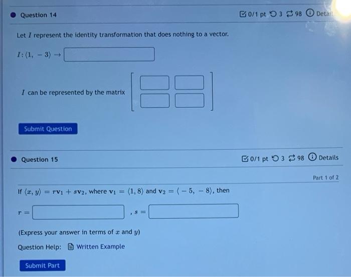 Solved Let I represent the identity transformation that does | Chegg.com
