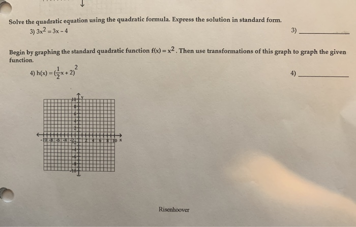 Solved Solve The Quadratic Equation Using The Quadratic | Chegg.com