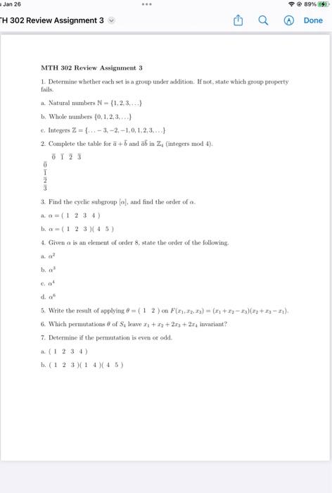 Solved 1. Determine whether each set is a group ubder | Chegg.com