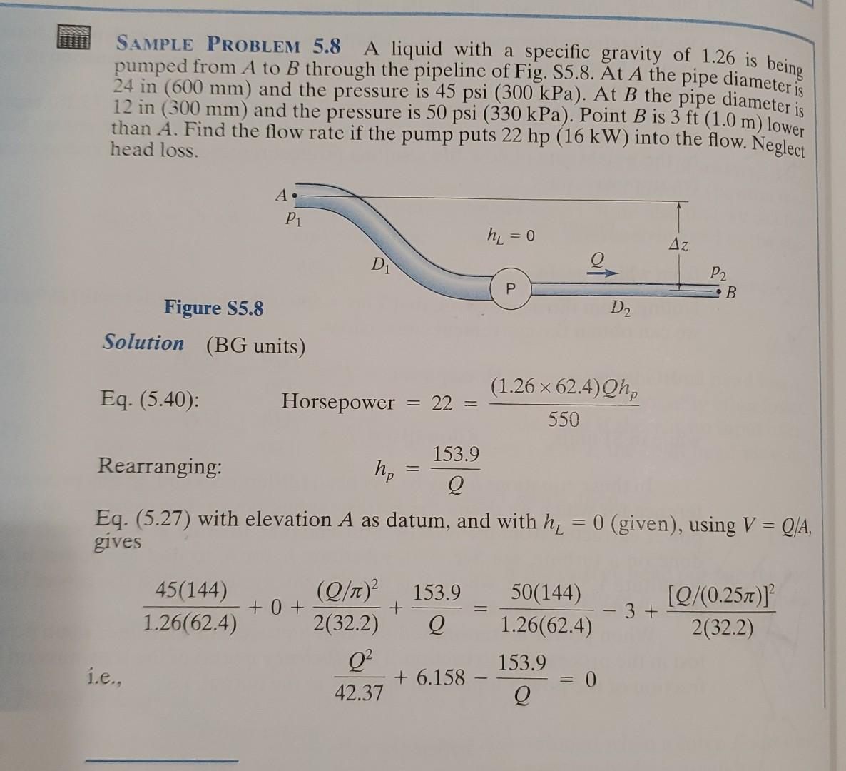 Solved 企 SAMPLE PROBLEM 5.8 A liquid with a specific gravity | Chegg.com