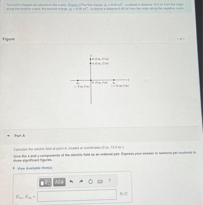 Solved Two point charges are placed on the x axis. (Figure | Chegg.com