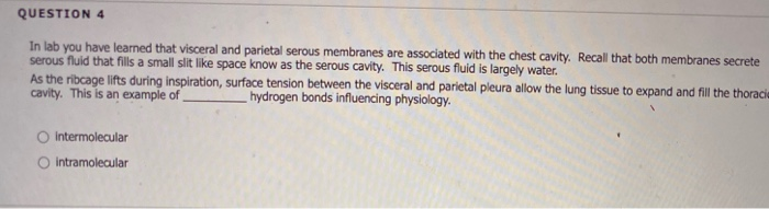 Solved QUESTION 4 In lab you have learned that visceral and | Chegg.com