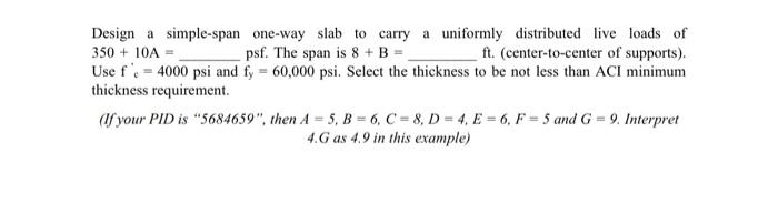 Solved Design a simple-span one-way slab to carry a | Chegg.com