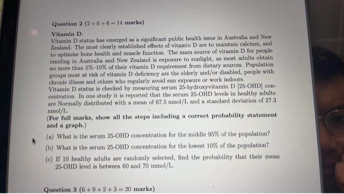 Solved Question 2 (2+6+6 = 14 marks) Vitamin D Vitamin D | Chegg.com