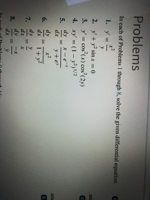 Solved Problems In each of Problems 1 through 8, solve the | Chegg.com
