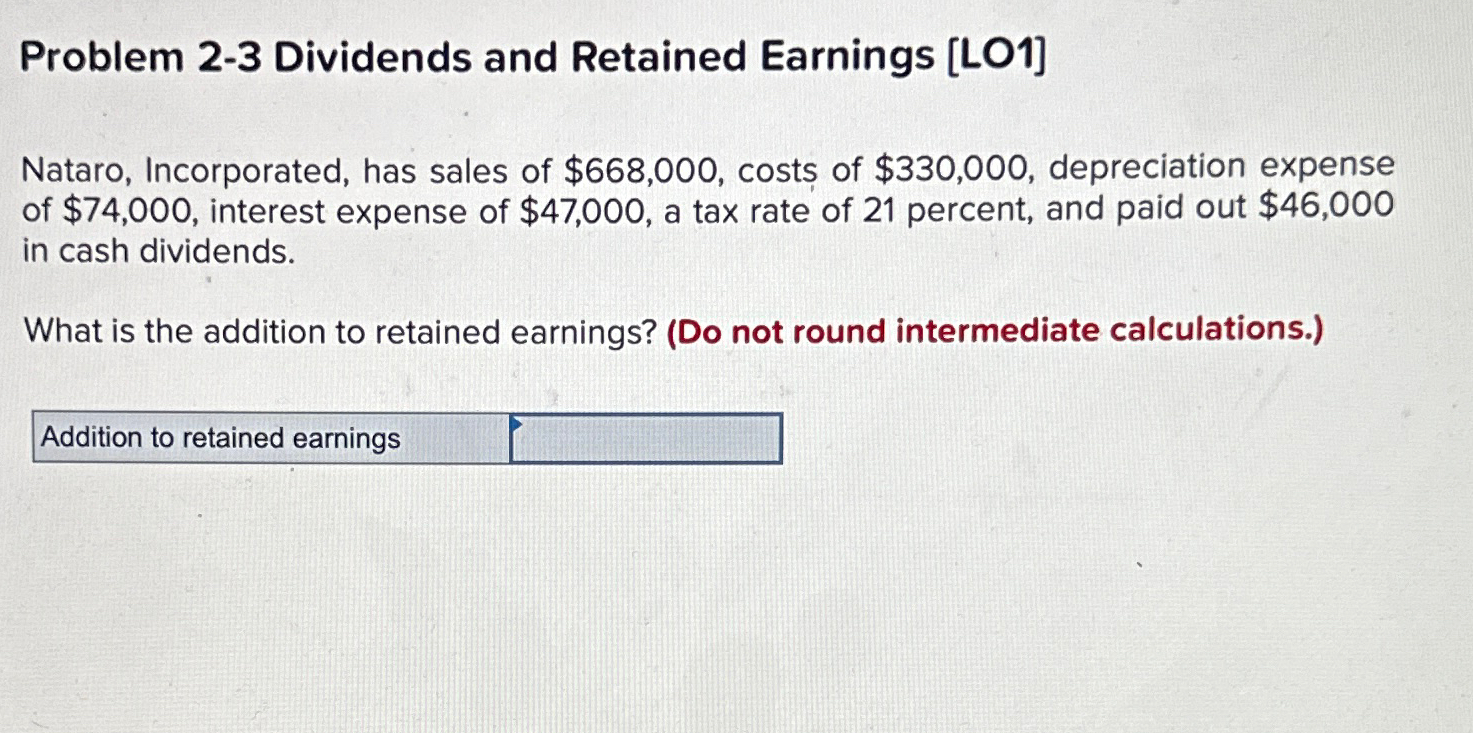 Solved Problem 2-3 ﻿Dividends and Retained Earnings | Chegg.com