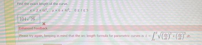 Solved Find The Exact Length Of The Curve