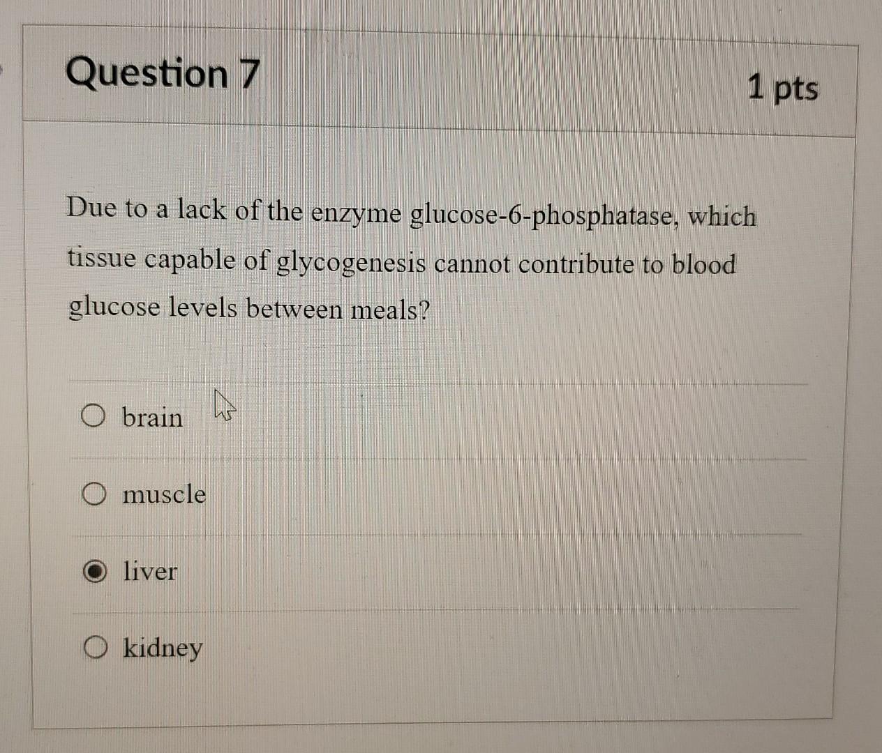 Solved Question 7 1 pts Due to a lack of the enzyme | Chegg.com