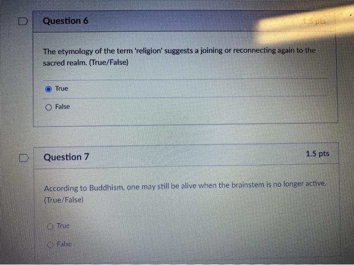 Solved Question 6 5 pls The etymology of the term 'religion