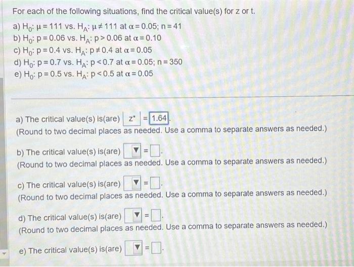 Solved For Each Of The Following Situations, Find The | Chegg.com