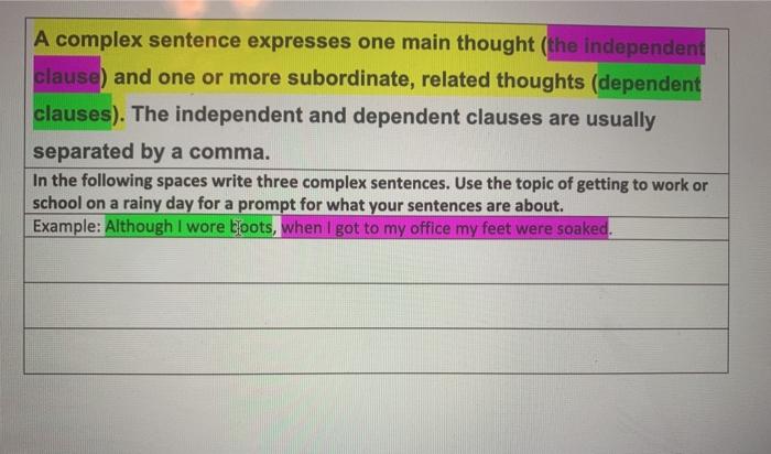 I A simple sentence has one main clause (a single | Chegg.com