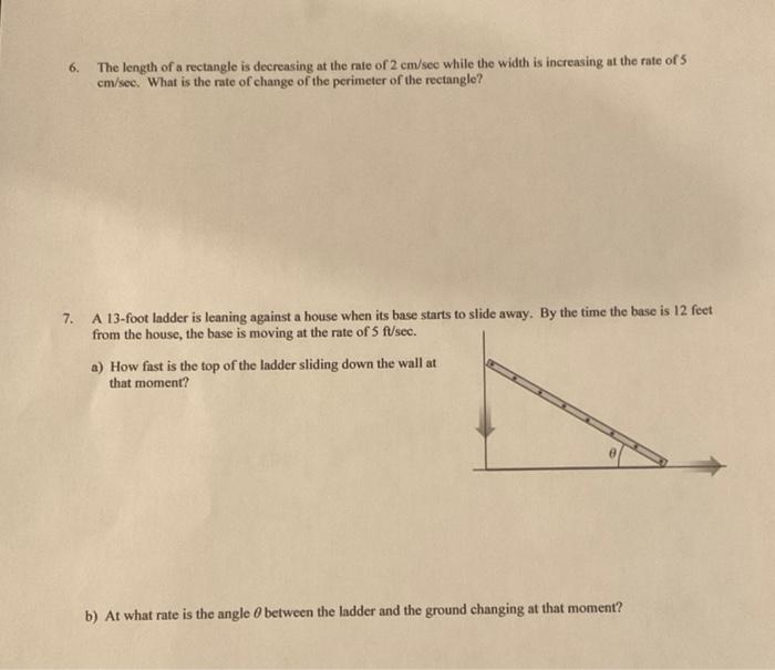 Solved 6. The length of a rectangle is decreasing at the | Chegg.com