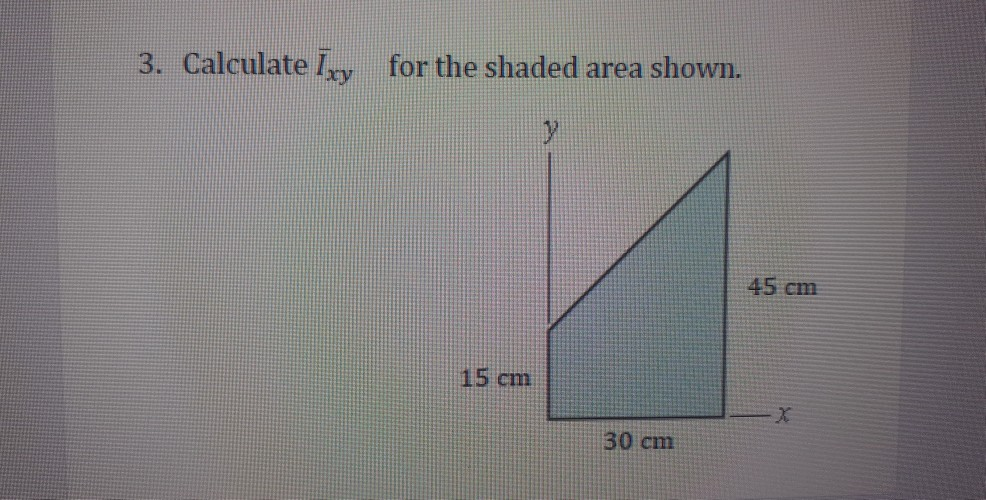 Solved 3. Calculate Ixy for the shaded area shown. y 45 cm | Chegg.com