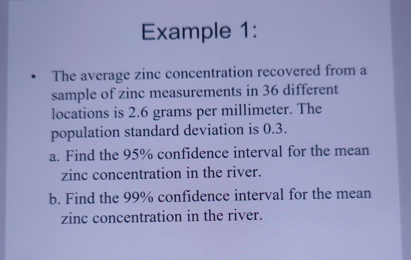 Solved Example 1 The Average Zinc Concentration Recovered Chegg Com   Image 