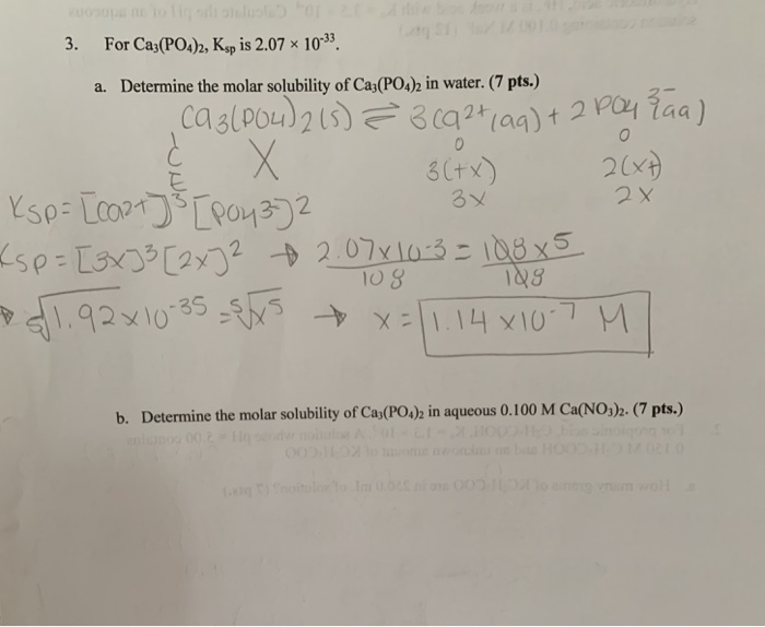 Solved M 3 For Ca3 Po4 2 Ksp Is 2 07 X 10 33 A Determine Chegg Com