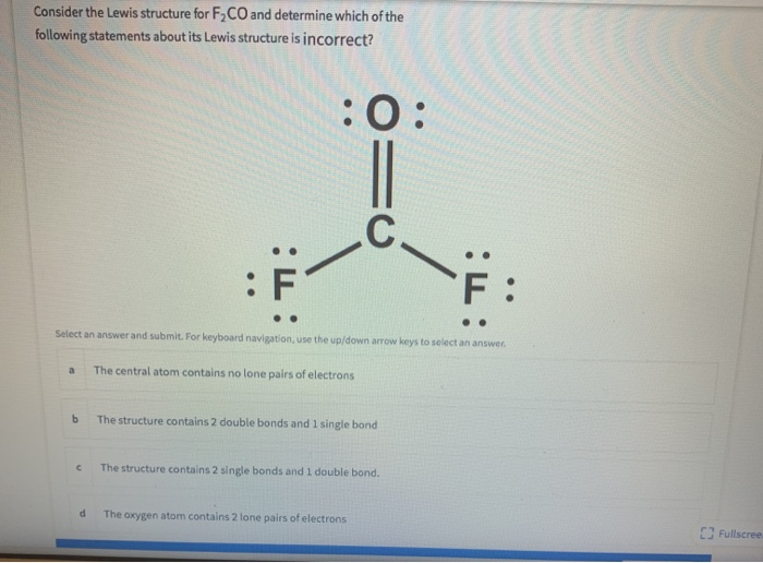 Solved Consider the Lewis structure for FCO and determine