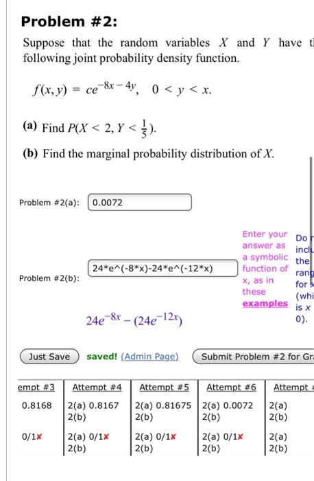 Solved Problem #2: Suppose That The Random Variables X And Y | Chegg.com