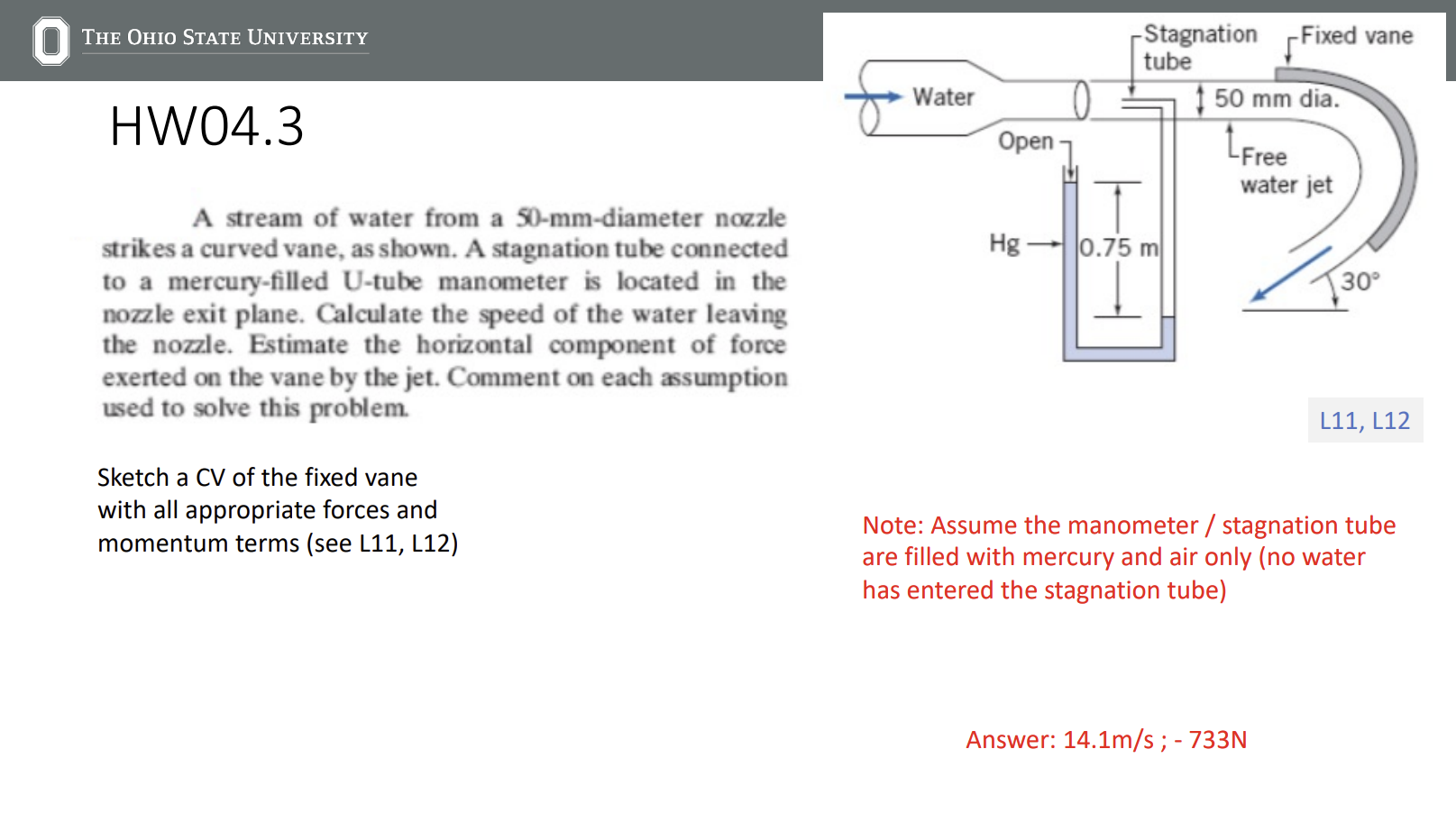 HW04.3A stream of ﻿water from a 50-mm-diameter | Chegg.com