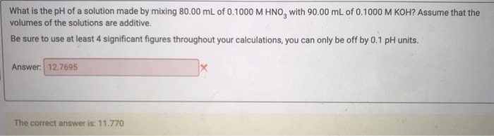 Solved What is the pH of a solution made by mixing 80.00 mL | Chegg.com