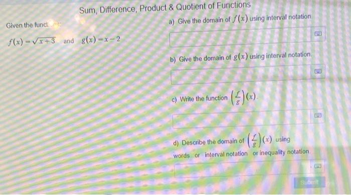 Solved Sum, Difference, Product & Quotient of Functions | Chegg.com