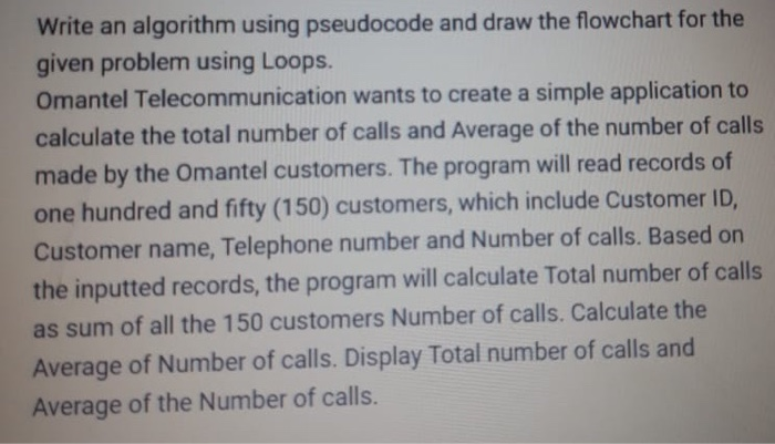 Solved Write an algorithm using pseudocode and draw the | Chegg.com