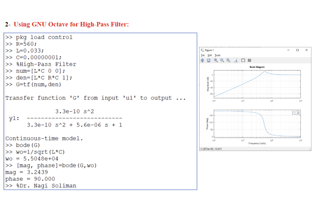 Solved 2- Using GNU Octave for High-Pass Filter: > pkg load | Chegg.com