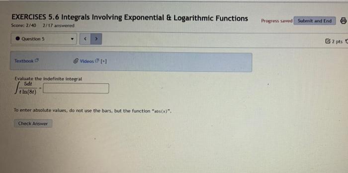 Solved EXERCISES 5.6 Integrals Involving Exponential & | Chegg.com