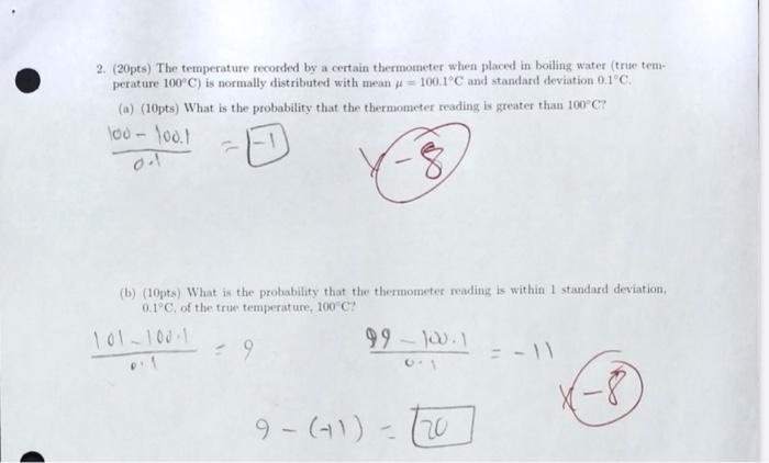 Solved 2. (20pts) The temperature recorded by a certain | Chegg.com
