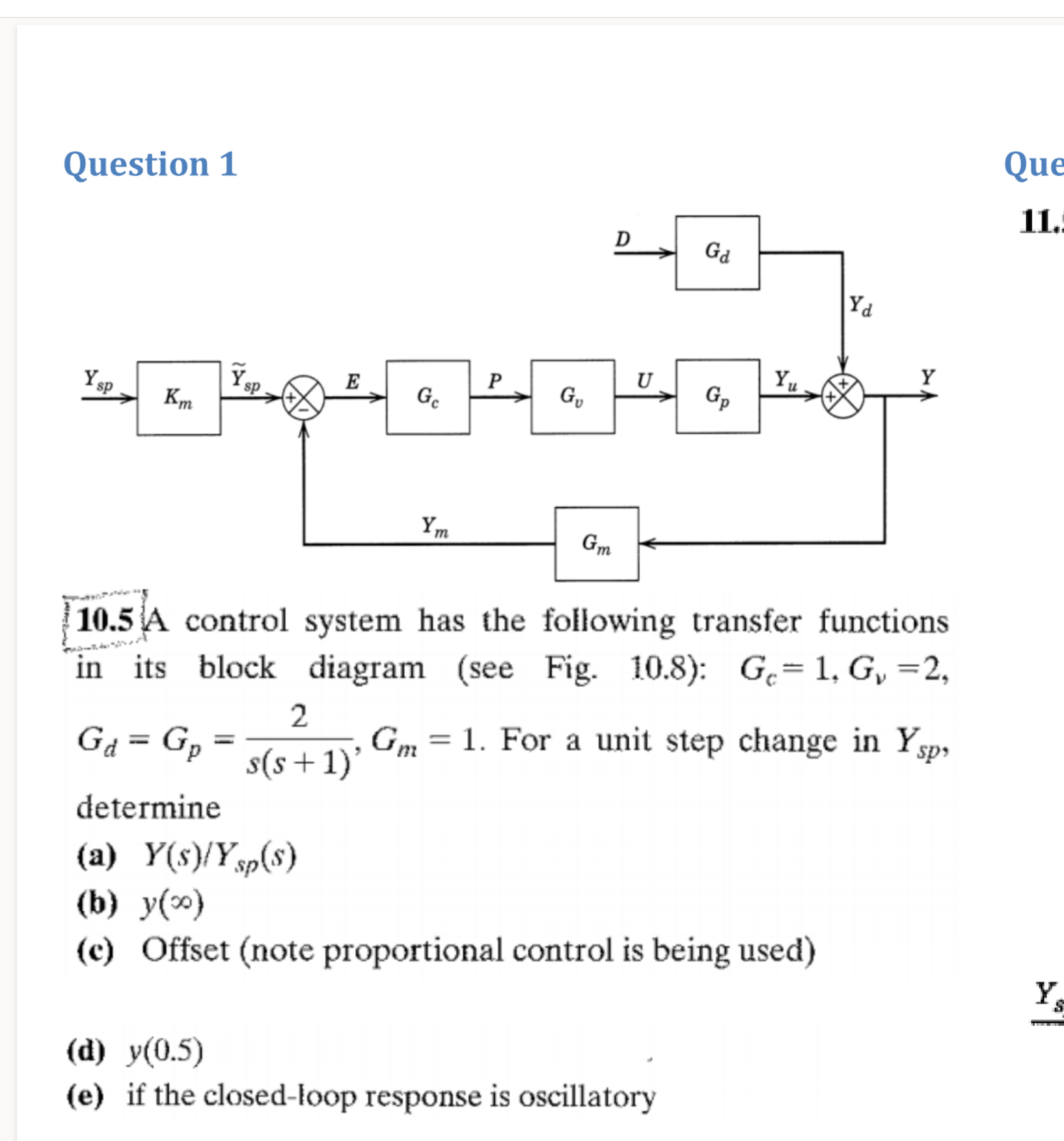 Solved Question 110.5 ﻿A control system has the following | Chegg.com