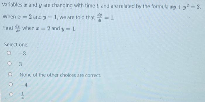 Solved Variables x and y are changing with time t, and are | Chegg.com