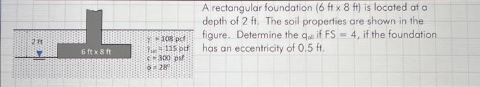 Solved A rectangular foundation (6ft×8ft) is located at a | Chegg.com