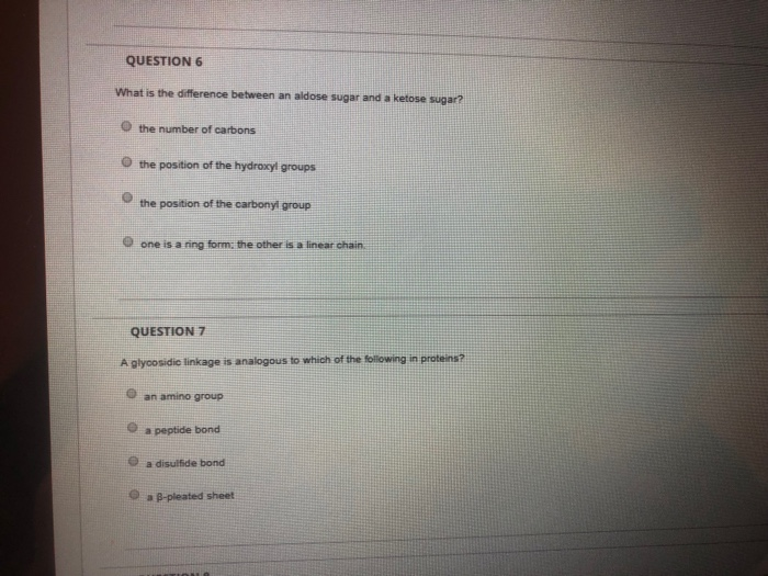Solved QUESTION 6 What is the difference between an aldose | Chegg.com